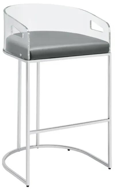 Thermosolis Acrylic Back Bar Stools Grey and Chrome (Set of 2)