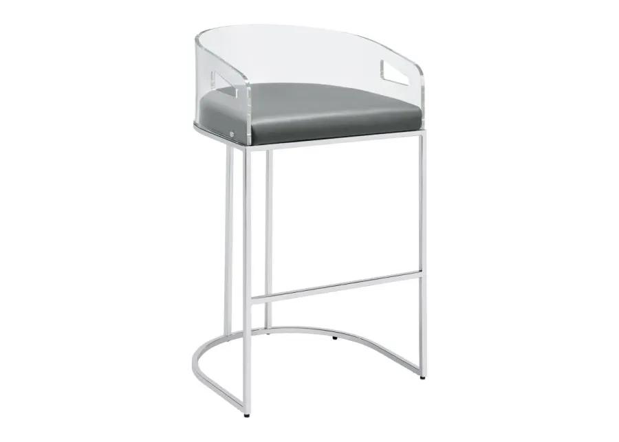 Thermosolis Acrylic Back Bar Stools Grey and Chrome (Set of 2)