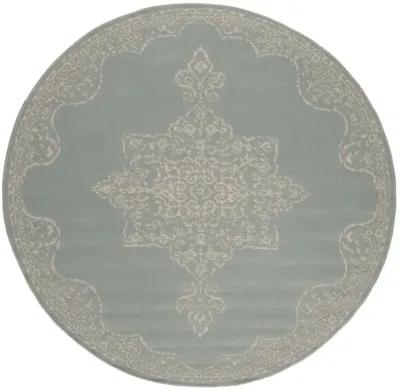 LINDEN 180 Collection LND180L-6R Cream / Aqua 6'-7" X 6'-7" Round