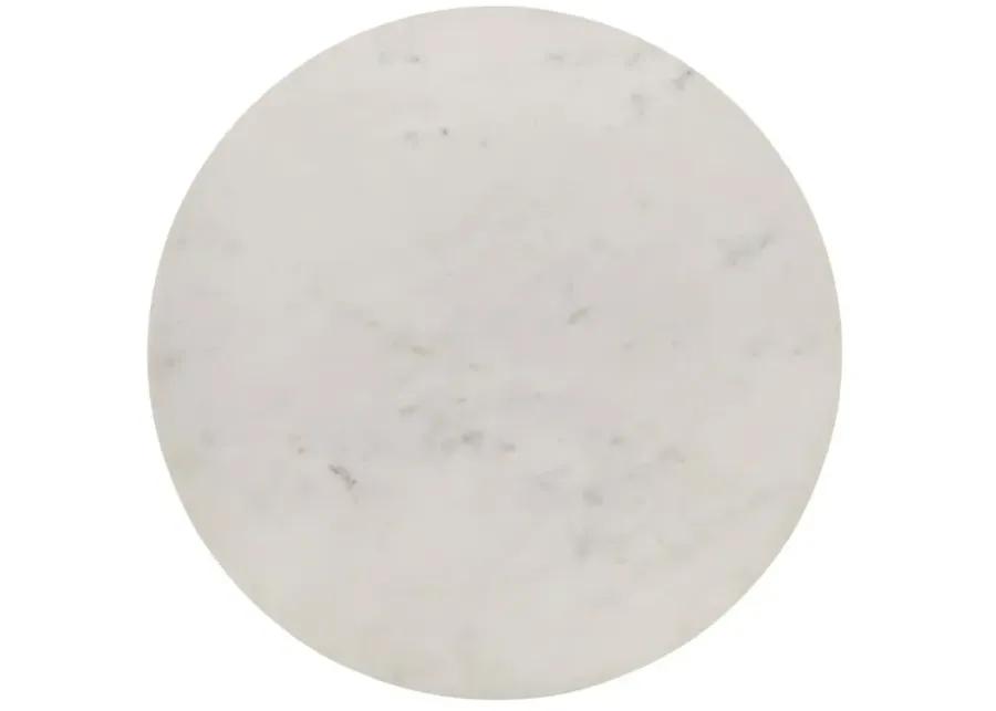 Aldis Round Marble Top End Table White and Natural