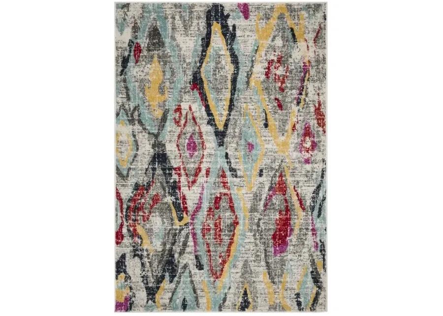 ADIRONDACK Contemporary Light Grey / Red 6' X 9' Powerloomed Rug