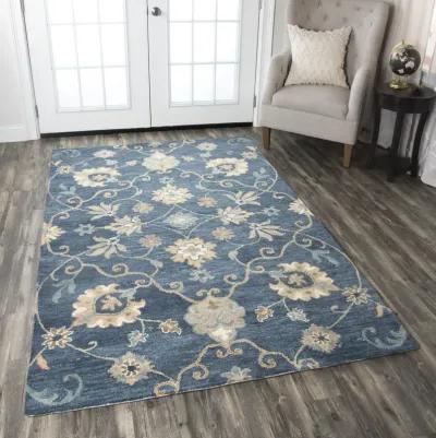 Leone Blue Traditional Motifs  Wool 10' x 14' Rectangle Rug