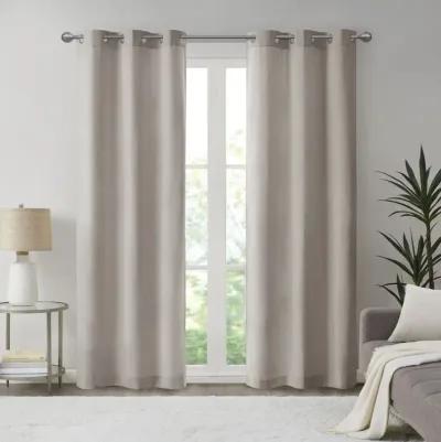 Madison Park Galen Taupe Basketweave Room Darkening Curtain Panel Pair