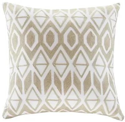 Harbor House Anslee Taupe Embroidered Cotton Square Decorative Pillow