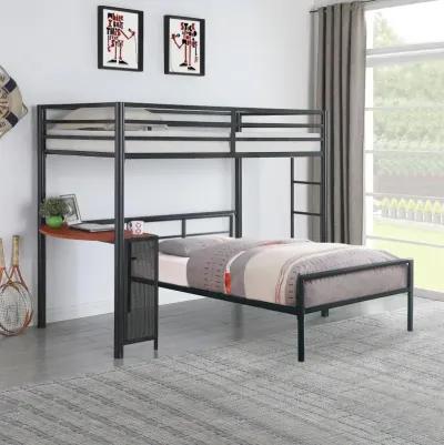 Fisher 2-piece Metal Workstation Loft Bed Set Gunmetal