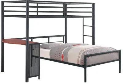 Fisher 2-piece Metal Workstation Loft Bed Set Gunmetal