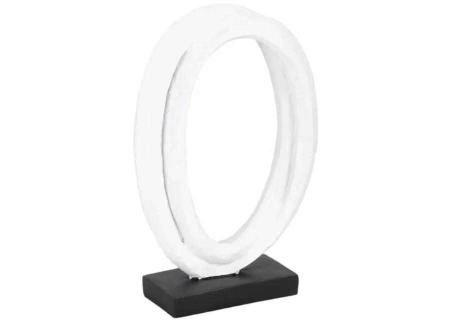 11" Oval Loops Sculpture Volcano Texture, White/bl