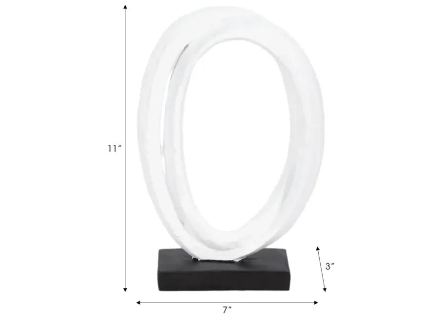 11" Oval Loops Sculpture Volcano Texture, White/bl