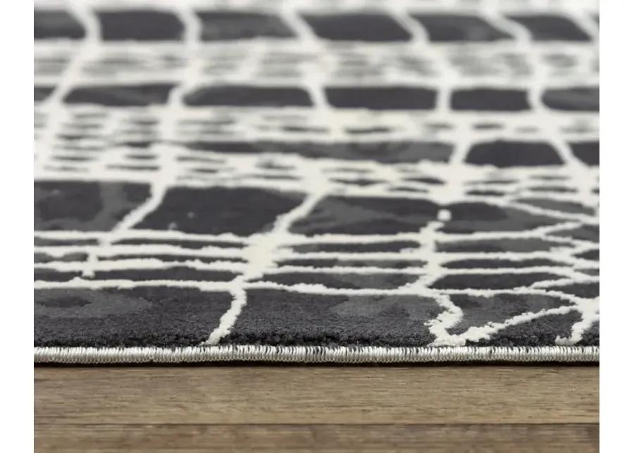 Emerge Beige/Black  Polyester 2'7" x 9'6" Runner Rug