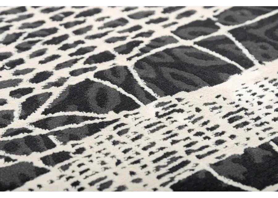 Emerge Beige/Black  Polyester 2'7" x 9'6" Runner Rug