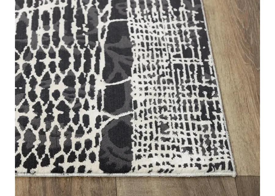 Emerge Beige/Black  Polyester 2'7" x 9'6" Runner Rug