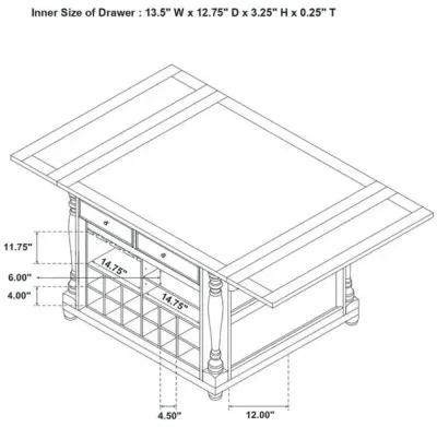 Slater 2-drawer Kitchen Island with Drop Leaves Brown and Black