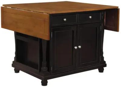 Slater 2-drawer Kitchen Island with Drop Leaves Brown and Black