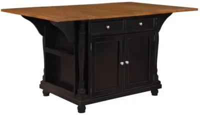 Slater 2-drawer Kitchen Island with Drop Leaves Brown and Black