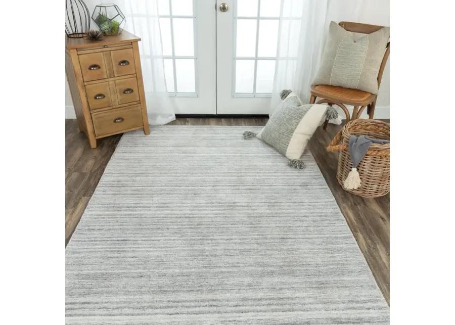 Seasand Lt. Gray Muted Stripe Recycled Polyester 5' x 7'6" Rectangle Rug