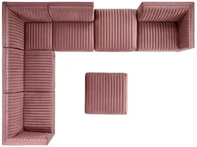 Sanguine Channel Tufted Performance Velvet 7-Piece Left-Facing Modular Sectional