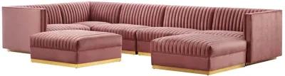 Sanguine Channel Tufted Performance Velvet 7-Piece Left-Facing Modular Sectional