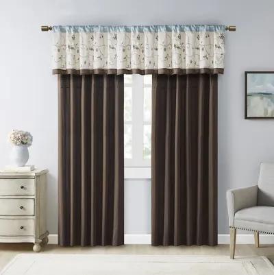 Madison Park Serene Blue Embroidered Curtain Panel