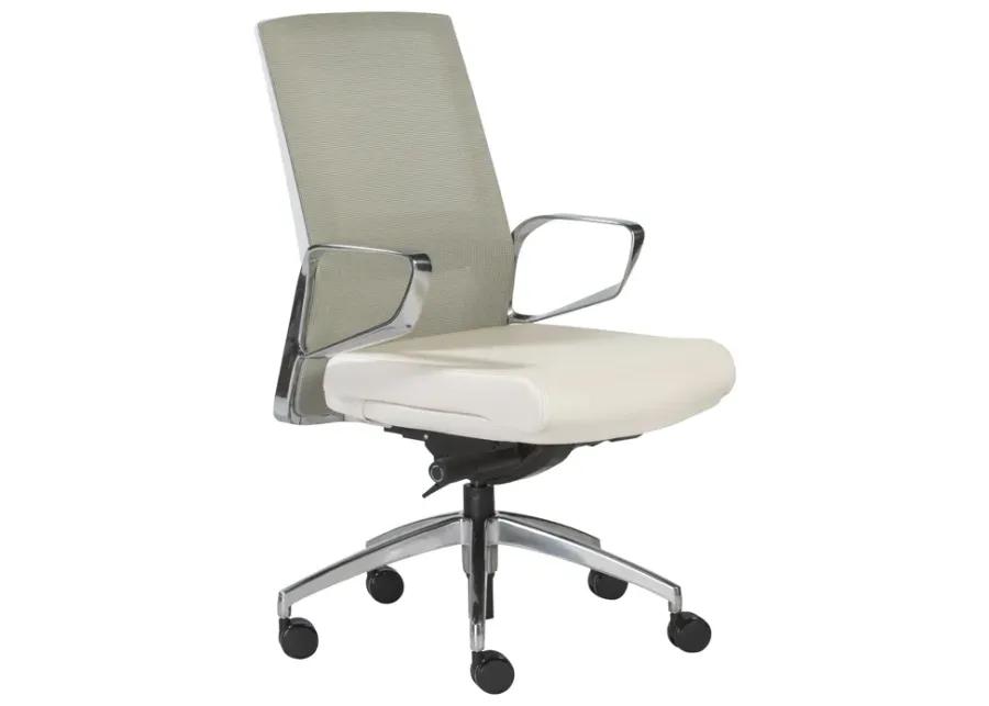 Alpha Office Chair with Light Green Mesh and Polished Aluminum Base