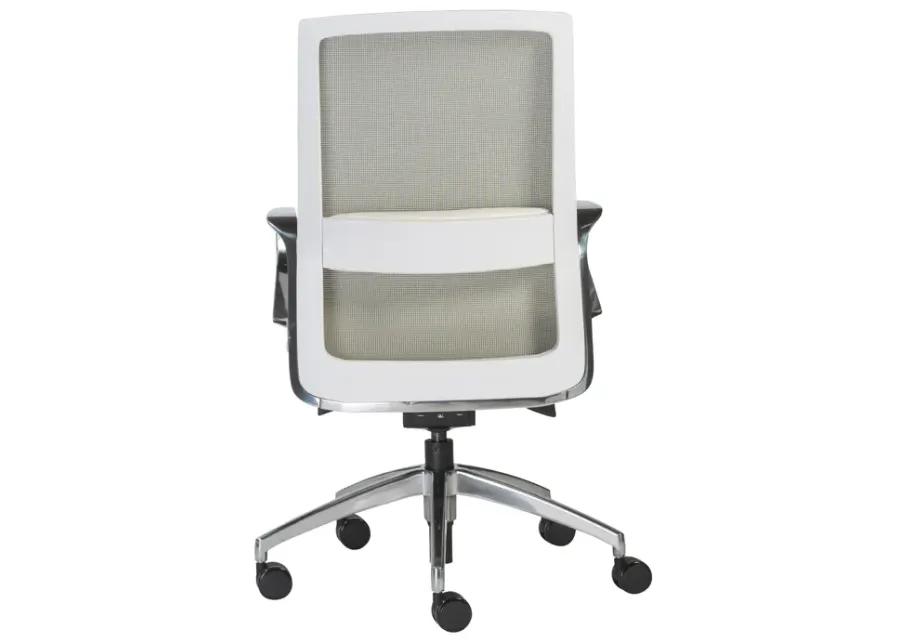 Alpha Office Chair with Light Green Mesh and Polished Aluminum Base