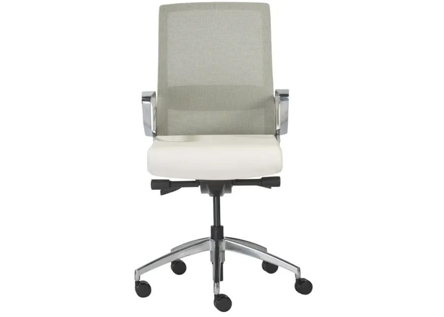 Alpha Office Chair with Light Green Mesh and Polished Aluminum Base