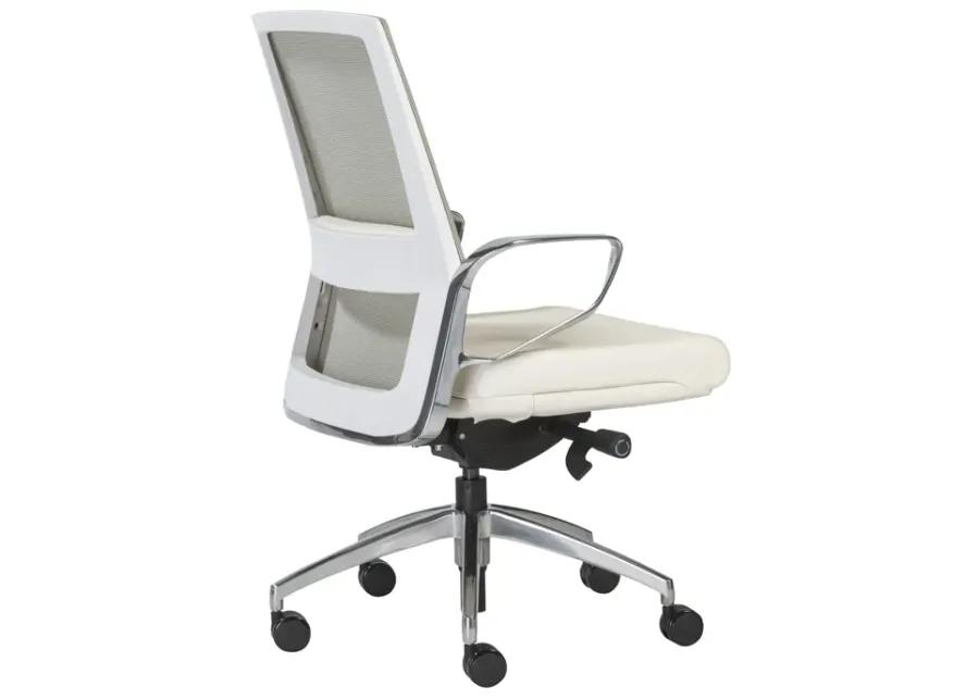 Alpha Office Chair with Light Green Mesh and Polished Aluminum Base