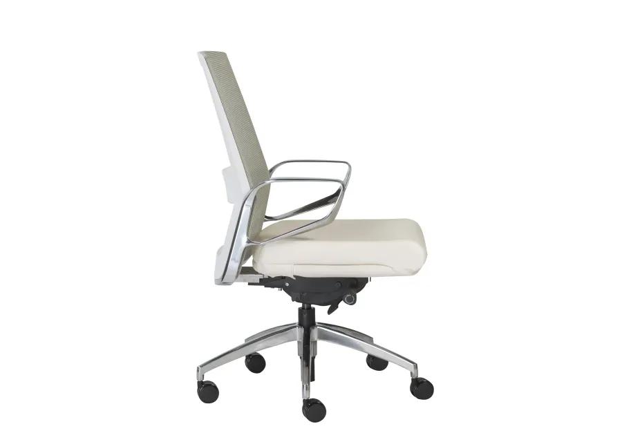 Alpha Office Chair with Light Green Mesh and Polished Aluminum Base