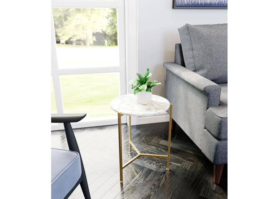 Haru Side Table White & Gold