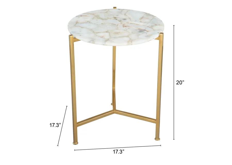 Haru Side Table White & Gold