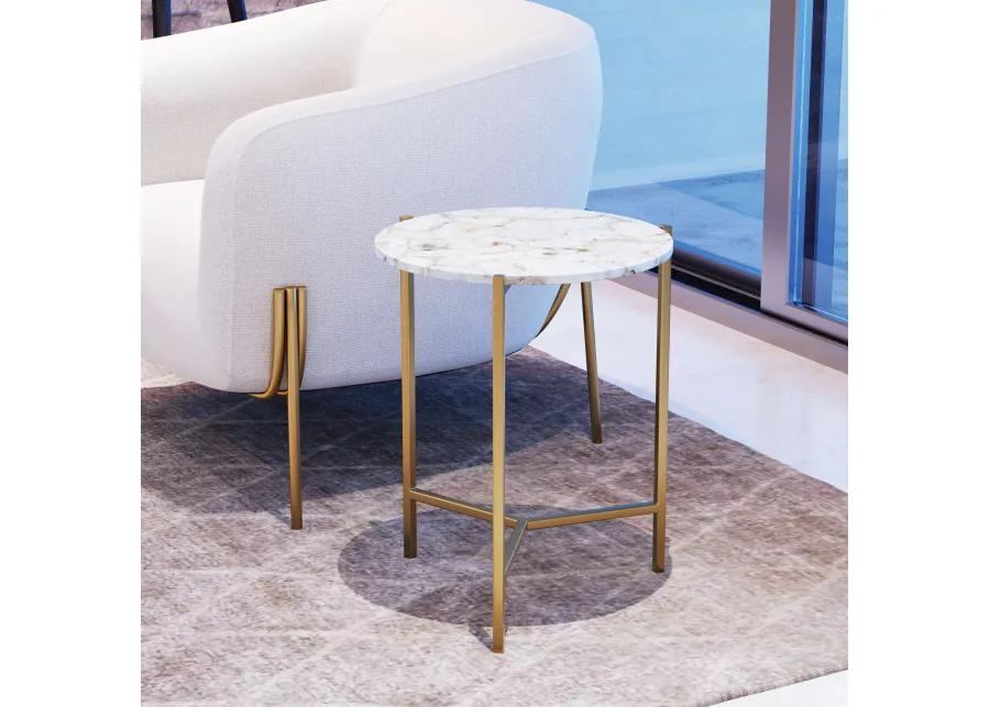 Haru Side Table White & Gold