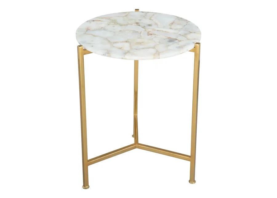 Haru Side Table White & Gold