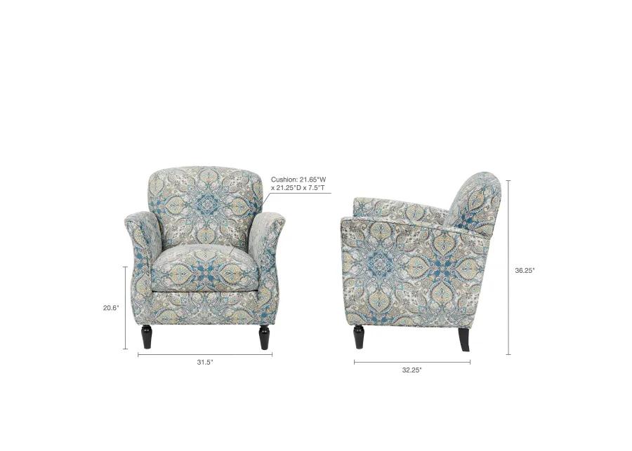 Madison Park Escher Blue Multi/Brown Accent Chair