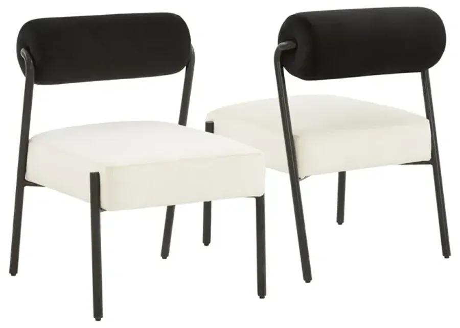 Jolene Black and Cream Velvet Dining Chair - Set of 2