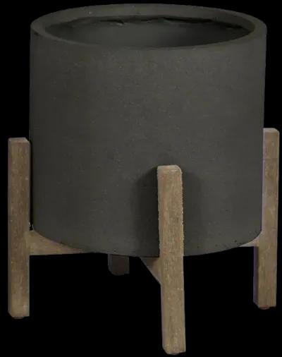 Patio Round Standing Pot Small - Black Stone