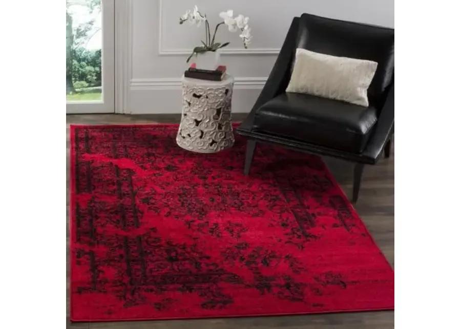 Adirondack Contemporary Red / Black 8' X 8' Square Powerloomed Rug