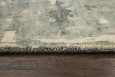 Finesse Gray/Beige Abstract Hand Spun New Zealand Wool/Tencel 9'x12' Rectangle Rug