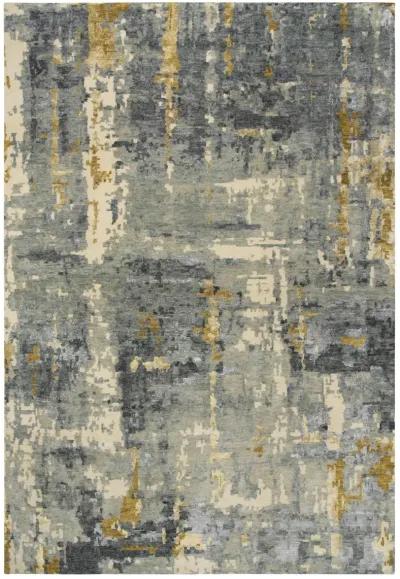 Finesse Gray/Beige Abstract Hand Spun New Zealand Wool/Tencel 9'x12' Rectangle Rug