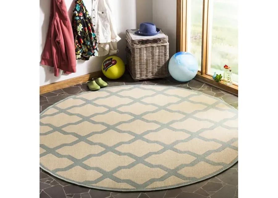 LINDEN 122 Collection LND122L-6R Cream / Aqua 6'-7" X 6'-7" Round