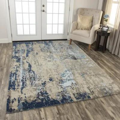 Finesse Beige/Gray Abstract Hand Spun New Zealand Wool/Tencel 8' x 10' Rectangle Rug