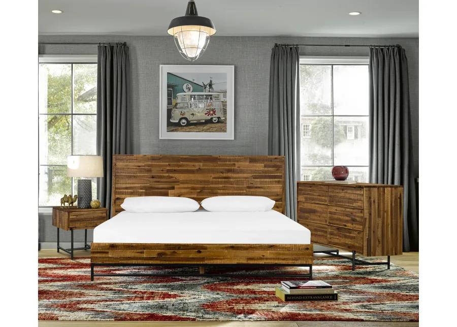 Cusco 3 Piece Acacia King Bed and Nightstands Bedroom Set