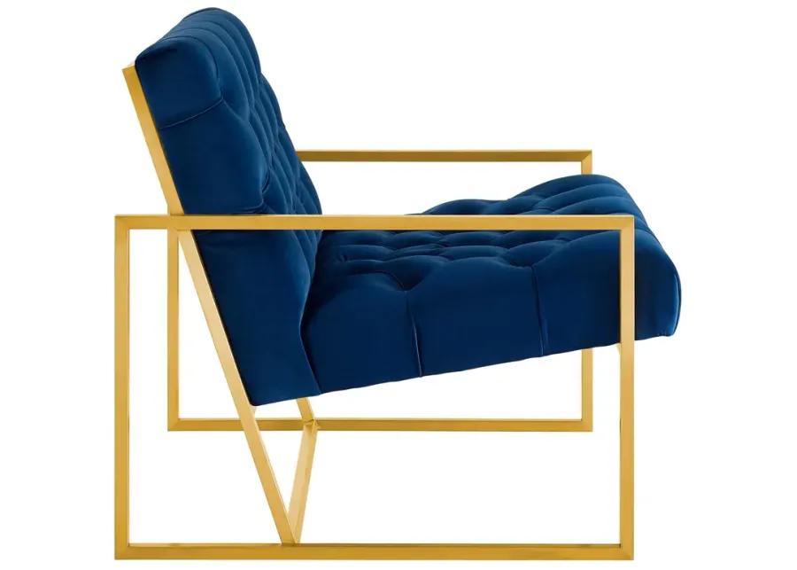 Bequest Gold Stainless Steel Performance Velvet Accent Chair