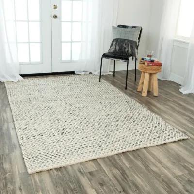 Windsor Gray Basket weave Wool 8'6" x 11'6" Rectangle Rug