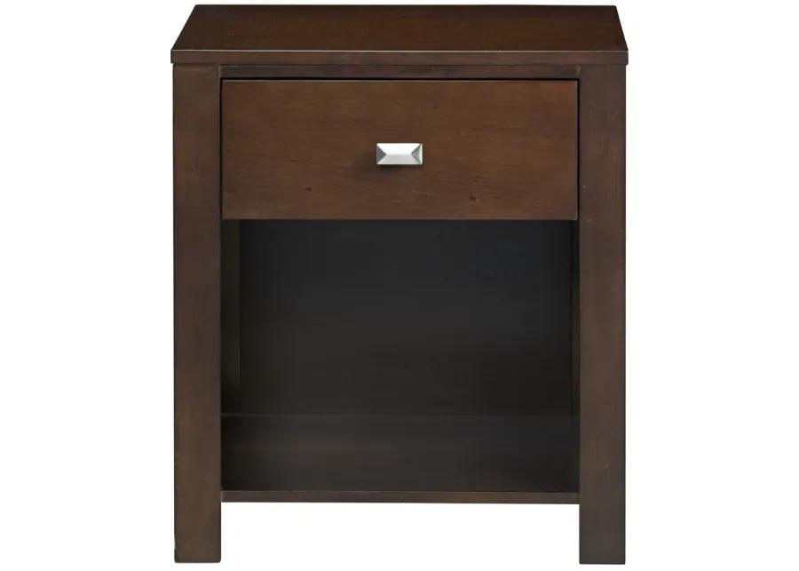 Riva One Drawer Nightstand in Chocolate Brown