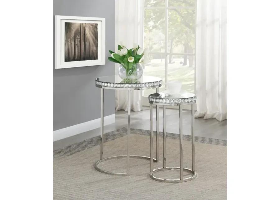 Addison 2-piece Round Nesting Table Silver