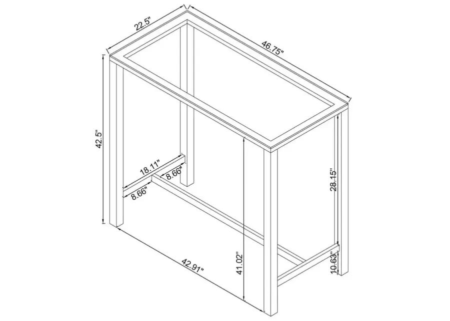 Tolbert Bar Table with Glass Top Chrome
