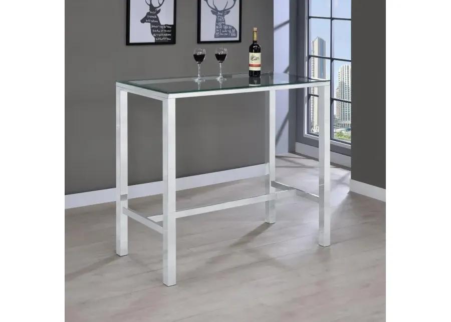 Tolbert Bar Table with Glass Top Chrome