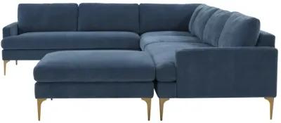 Serena Blue Velvet Large Chaise Sectional