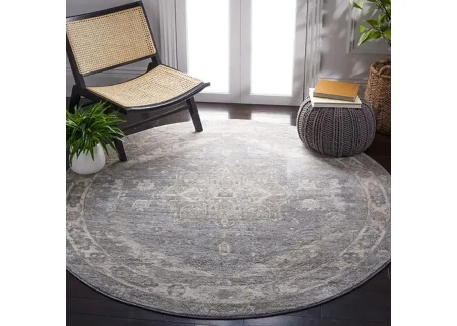 Brentwood 852 Grey / Beige 6'-7" X 6'-7" Round Round Powerloomed Rug