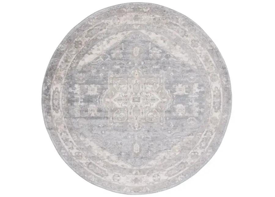 Brentwood 852 Grey / Beige 6'-7" X 6'-7" Round Round Powerloomed Rug