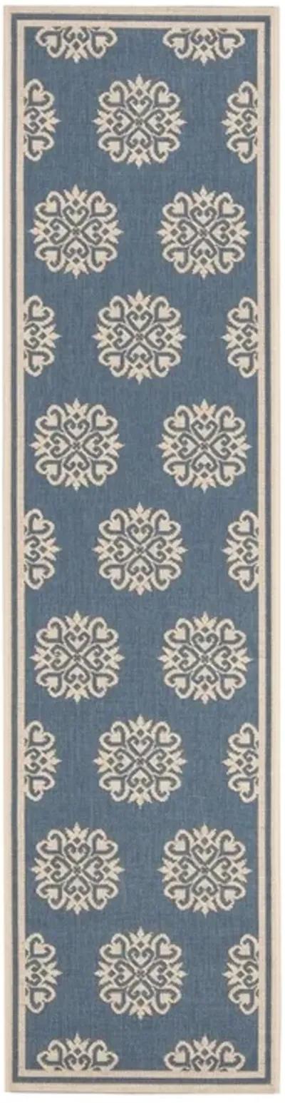 LINDEN 181 Collection LND181N-28 Cream / Blue 2'-2" X 8'